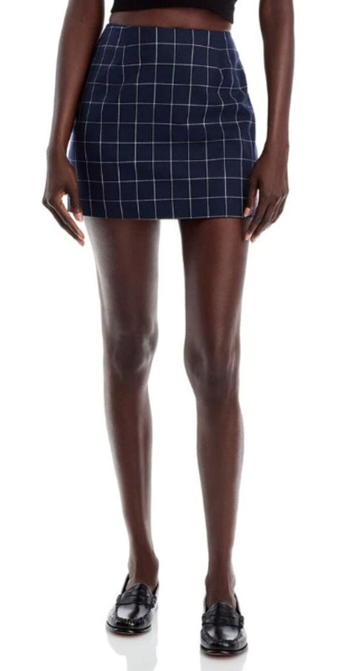 FRENCH CONNECTION SKIRT WOMENS SIZE 6 WINDOW PANE CHECK MINI NAVY NEW